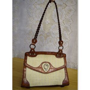 M.C. Marc Chantal Leather Purse Rattan Croco Chunky Western Shoulder Bag Cottage